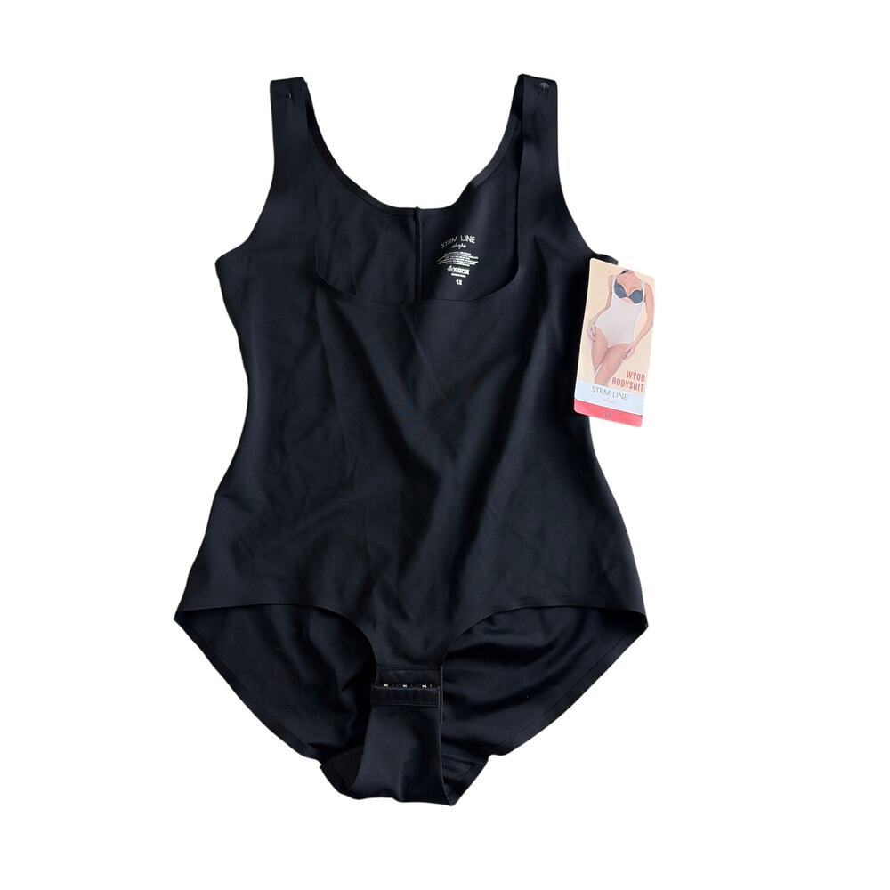 Strm Line Shape Black One Piece Tank Top WYOB BodySuit Womens 1X NWT